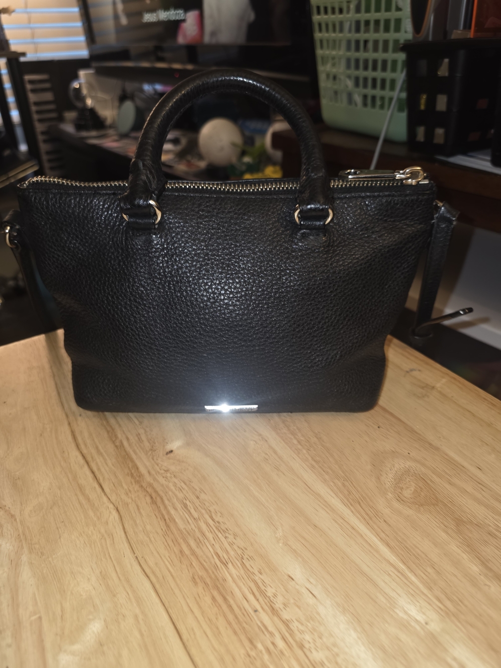 Rebecca Minkoff Black & Silver Leather Micro Moto Satchel & Crossbody Bag Purse - Picture 11 of 15